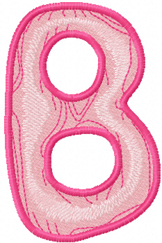 Wooden letter B free machine embroidery design 
